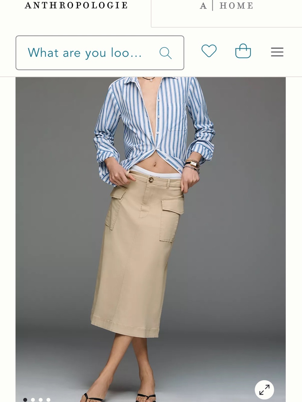 Maeve stretch Colette cargo Midi Skirt with Back Slit